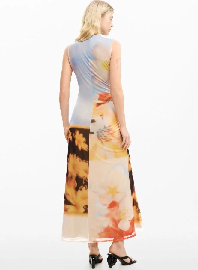 DESIGUAL abstract floral print Draped long dress for Women | Best Price UAE